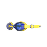 Speedo Blue and yellow swim goggles on a white background