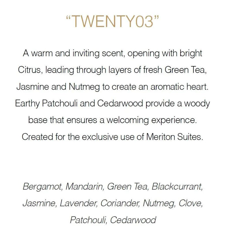 TWENTY 03 the Meriton Suites Interior Fragrance by Shop Meriton Suites. Shop Meriton Suites