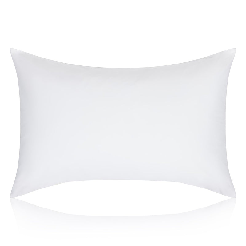 White pillow on a white background.  The Lad Collective bed linen from Shop Meriton Suites.